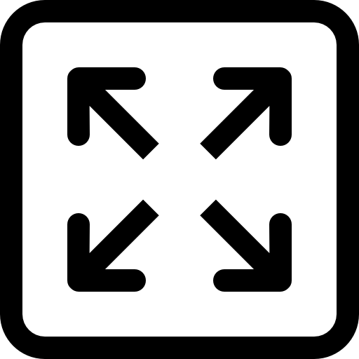 symbole d'interface plein écran de quatre flèches en bouton carré Catalin Fertu Lineal Icône
