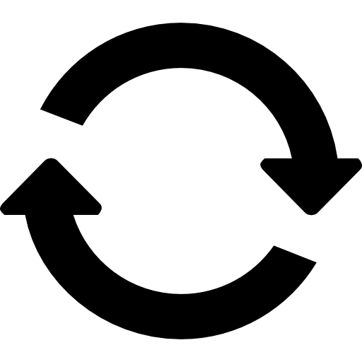 zwei kreisförmige rotierende pfeile im uhrzeigersinn kreisen Catalin Fertu Filled icon