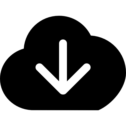 pobierz symbol interfejsu czarnej chmury ze strzałką w dół w środku Catalin Fertu Filled ikona