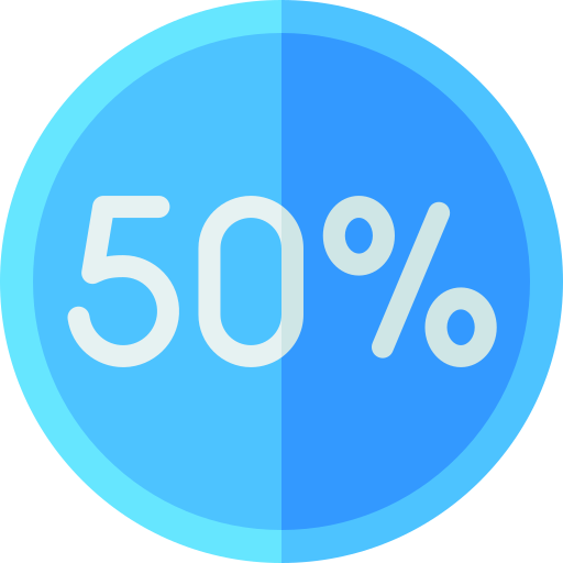 50 процентов Basic Rounded Flat иконка