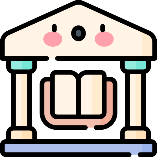 une bibliothèque Kawaii Lineal color Icône