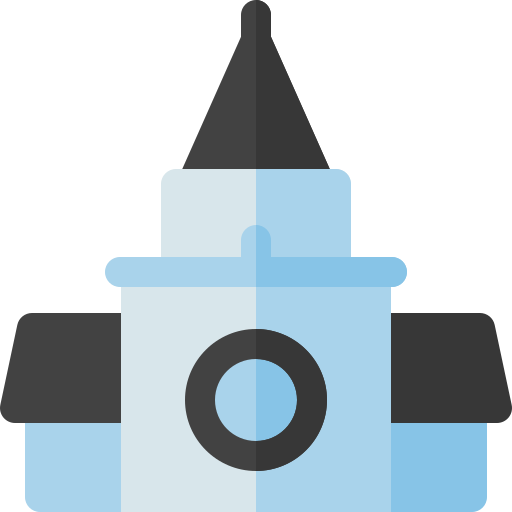 torre del reloj Basic Rounded Flat icono