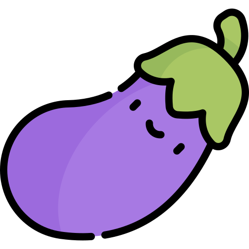 aubergine Kawaii Lineal color icoon