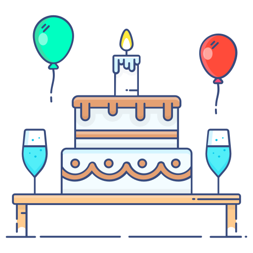 pastel de cumpleaños Generic Thin Outline Color icono