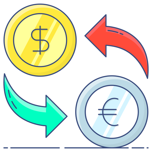cambio de divisas Generic Thin Outline Color icono