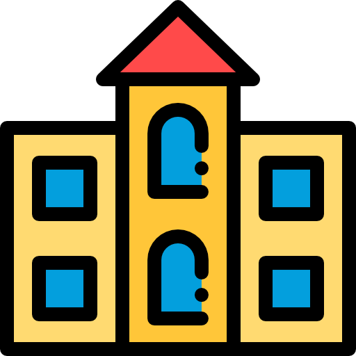 学校 Detailed Rounded Lineal color icon