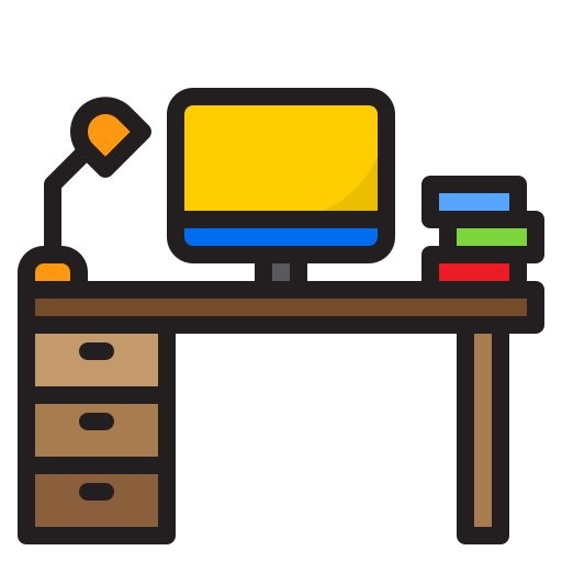 escritorio de oficina srip Lineal Color icono