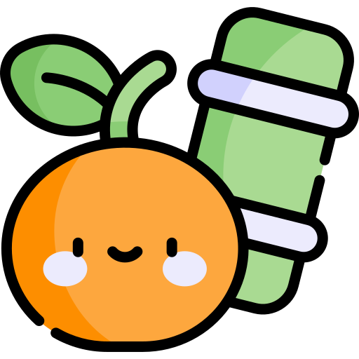 mandarijn Kawaii Lineal color icoon