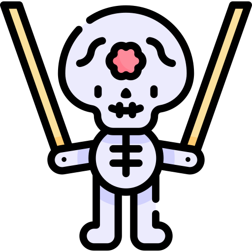schedel Kawaii Lineal color icoon
