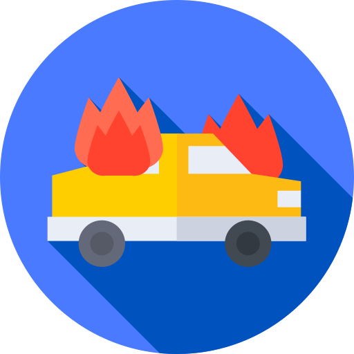 Car on fire Flat Circular Flat icon