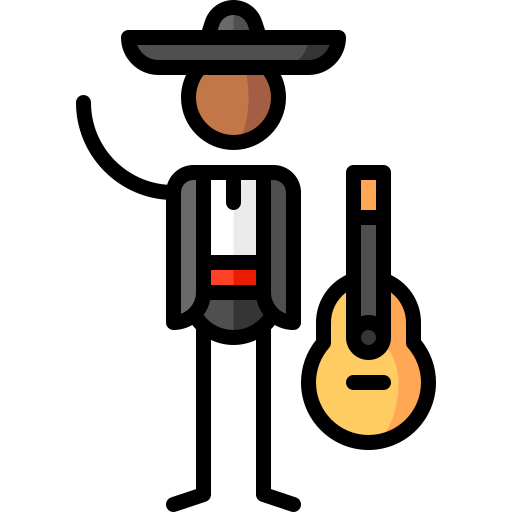 mariachi Puppet Characters Lineal Color icono