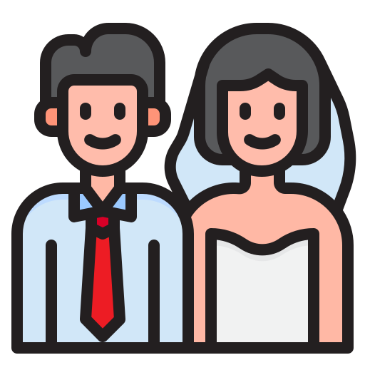 結婚式のカップル srip Lineal Color icon
