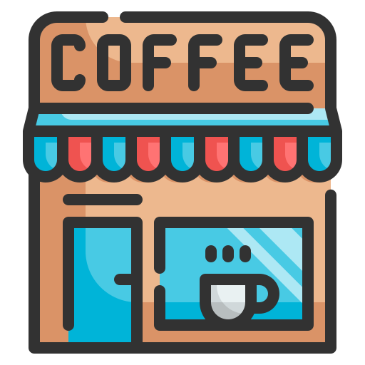 Кофейный магазин Wanicon Lineal Color иконка