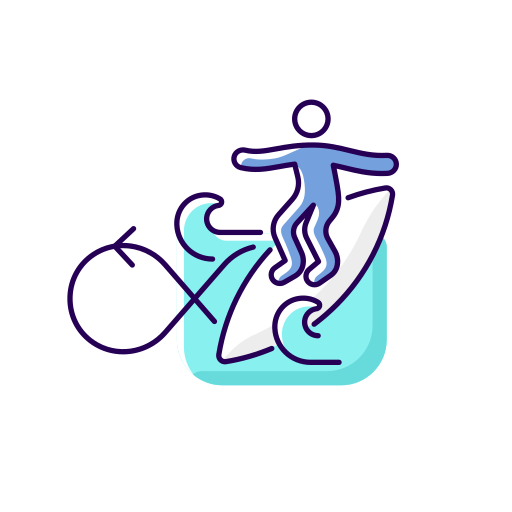 Surfing Generic Thin Outline Color icon