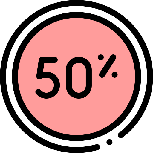 50 por ciento Detailed Rounded Lineal color icono