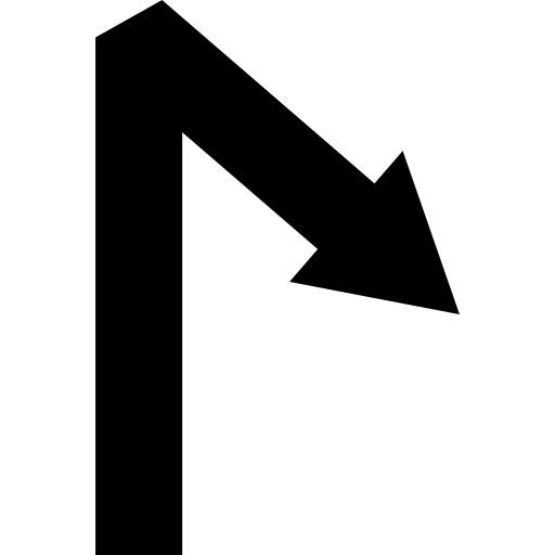 pijl rechtlijnig symbool met een hoek  icoon