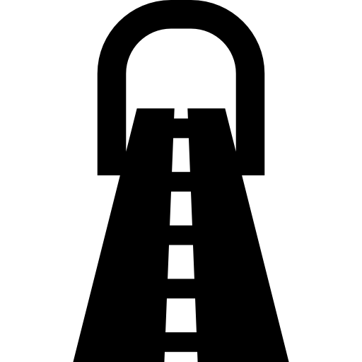 strada che entra in un tunnel  icona