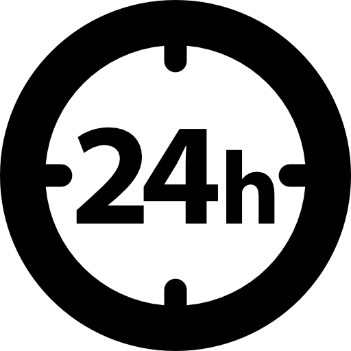 24 hours circular clock symbol  icon
