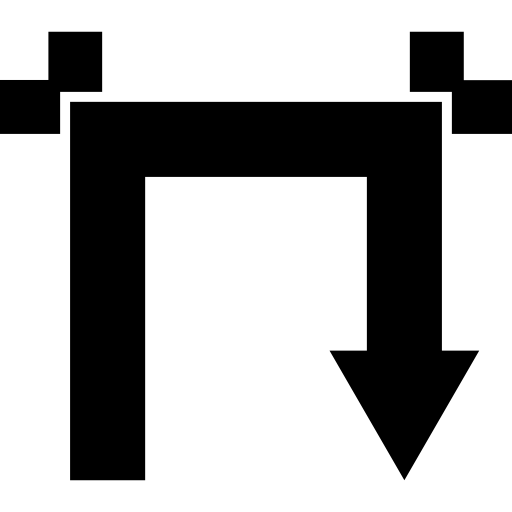 Down arrow with two straight angles  icon
