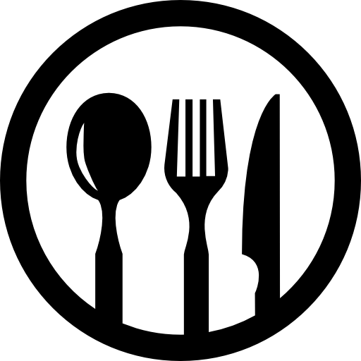 restaurante símbolo de cubiertos en un círculo Basic Rounded Filled icono