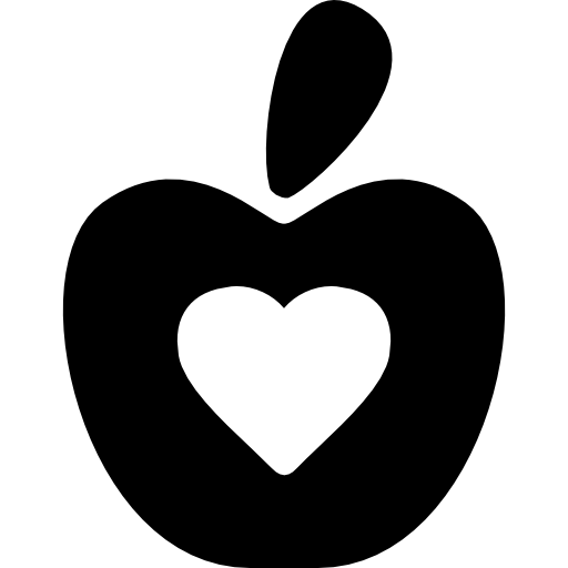 Healthy food symbol of an apple with a heart Basic Rounded Filled icon