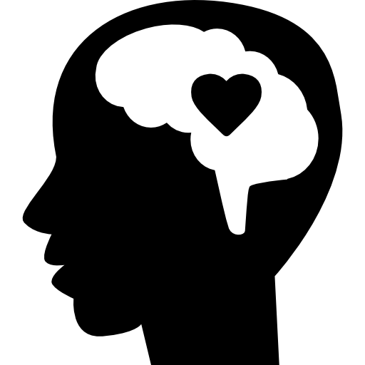 cabeza de hombre calvo con cerebro y corazón Basic Rounded Filled icono