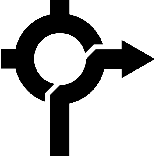 okrągły punkt zwrotny drogi ze strzałką w prawo  ikona