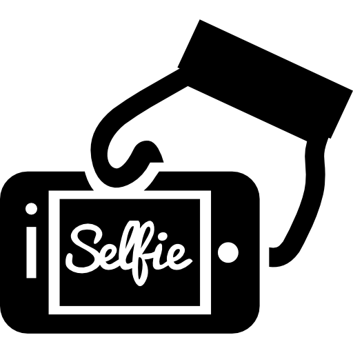 selfie na tela do telefone em uma mão  Ícone