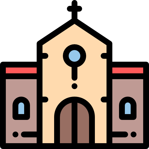 교회에 Detailed Rounded Lineal color icon