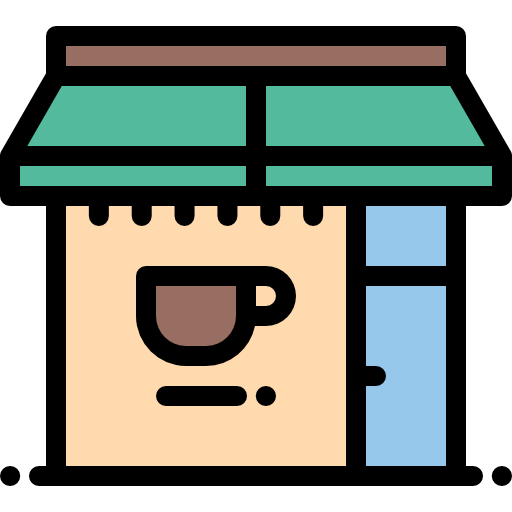 Кофейный магазин Detailed Rounded Lineal color иконка