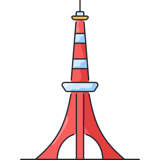 wieża tokyo Generic Thin Outline Color ikona