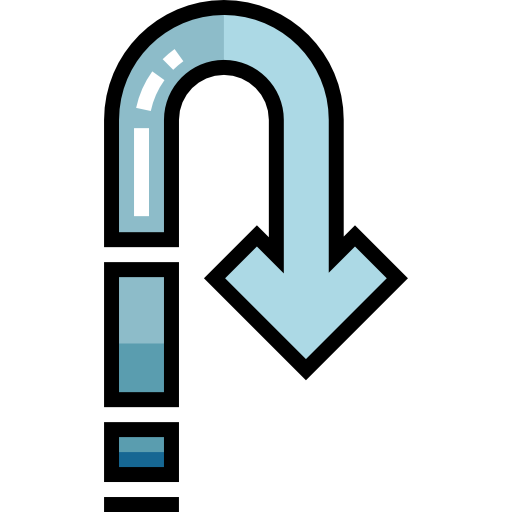 유턴 Detailed Straight Lineal color icon