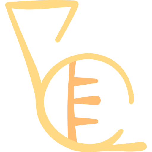 French horn Basic Hand Drawn Color icon