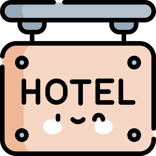 hotel Kawaii Lineal color icoon