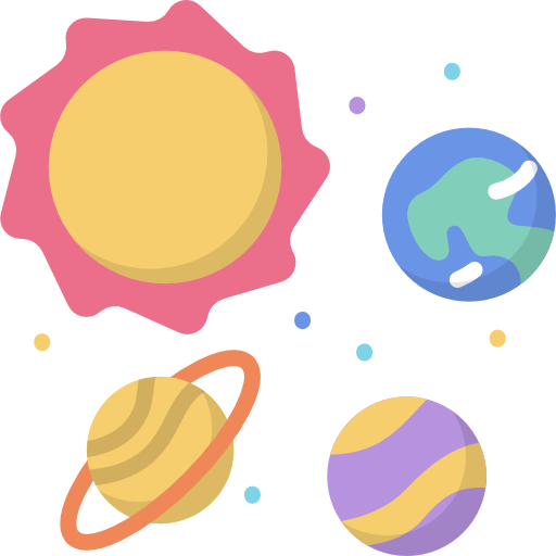 układ słoneczny Kawaii Flat ikona