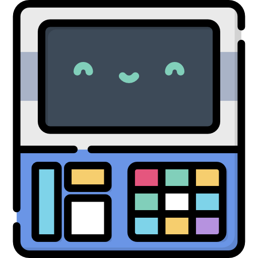 computadora Kawaii Lineal color icono