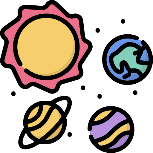 zonnestelsel Kawaii Lineal color icoon