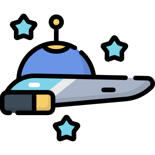 Космический корабль Kawaii Lineal color иконка