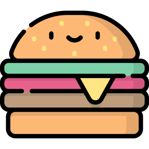 hamburger Kawaii Lineal color icona