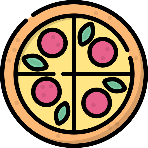 pizza Kawaii Lineal color icona