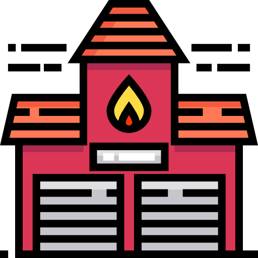 caserma dei pompieri Detailed Straight Lineal color icona