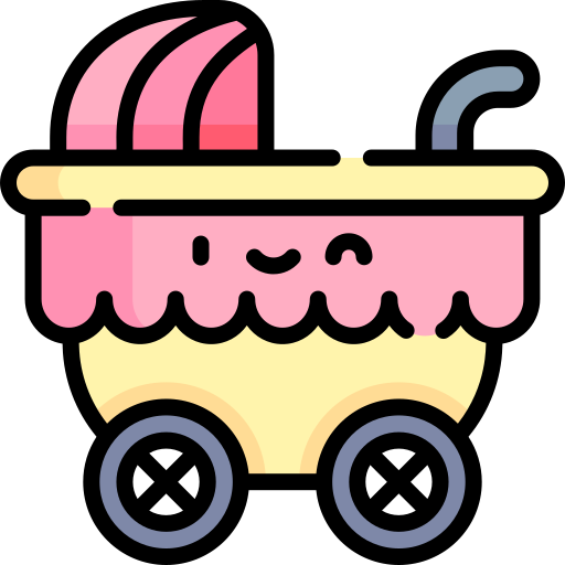 carrito de bebé Kawaii Lineal color icono