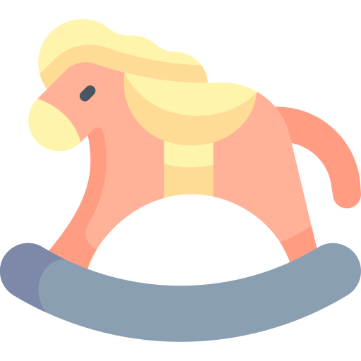 koń na biegunach Kawaii Flat ikona