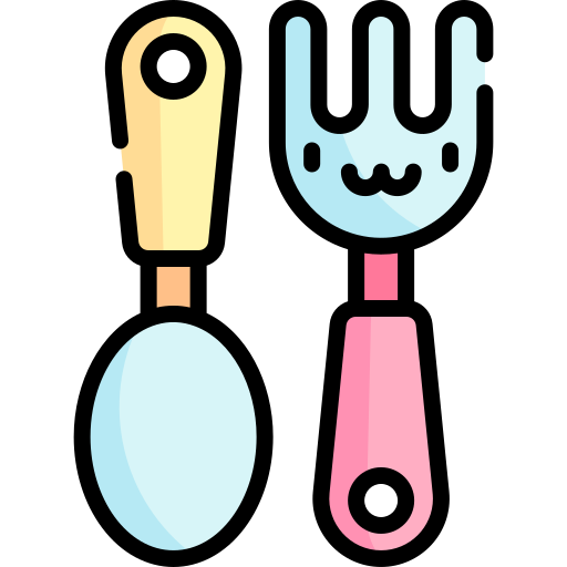 sztućce dla niemowląt Kawaii Lineal color ikona