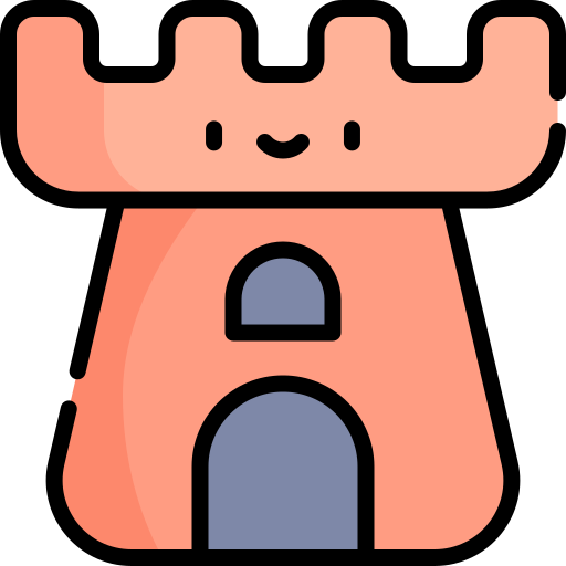 castillo de arena Kawaii Lineal color icono