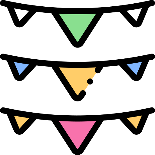Bunting Detailed Rounded Lineal color icon