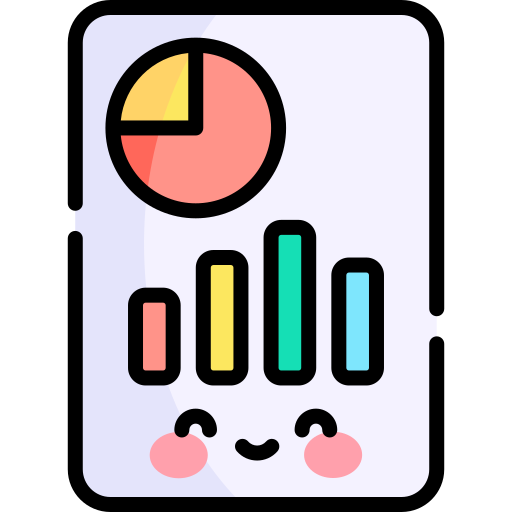 statistieken Kawaii Lineal color icoon
