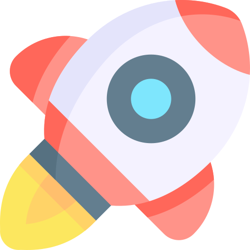 lanzamiento de cohete Kawaii Flat icono