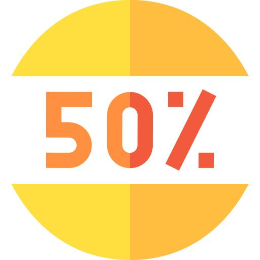 50 procent Basic Straight Flat icoon