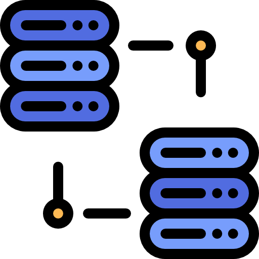 databank Detailed Rounded Lineal color icoon